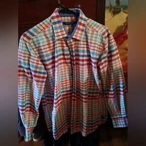 Hammer Made Men's Colorful Checkered Down Long Sleeve Dress Shirt
